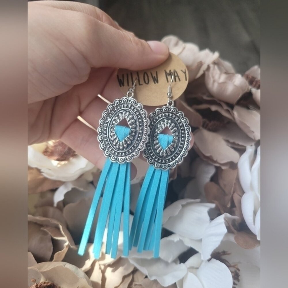 Willow May Blue Concho Earrings